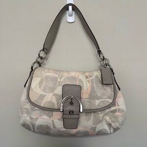 Coach RARE Soho Optic Grey & Pink Shoulder Flap Bag F19238